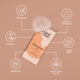 Hydramama powder packaging with nutritional information on a brown background