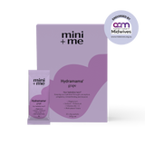 Purple packaging of mini+me Hydramama grape with a smaller packet in front on a white background.