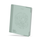 Light green notebook with embossed design and 'Kiddy Wolf' branding on a white background