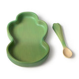 Oli & Carol Kendall the Kale wooden baby plate and spoon set in green