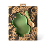 Oli & Carol Kendall the Kale wooden baby plate and spoon set in green