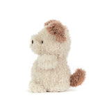 Stuffed animal toy with a fluffy texture on a white background