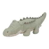 Plush toy alligator on a white background
