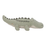 Plush toy alligator on a white background