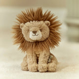 Stuffed lion toy with a soft texture on a blurred background