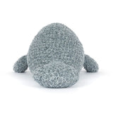 Textured gray plush toy on a white background