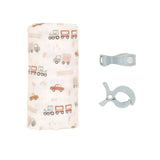 Organic muslin swaddle & 2 pram peg gift set - Trucks