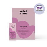 mini+me Hydramama mixed berry packaging on a white background with ACOG Midwives endorsement.
