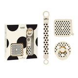 BIBS baby product set with packaging on a white background