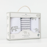 3pk Washcloths - Watercolour Elephants