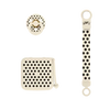 Set of shower components including a shower head, handle, and shower wall bracket on a white background.