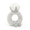 Plush toy shaped like the number 8 with a smiling face on a white background