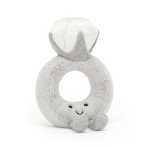 Plush toy shaped like the number 8 with a smiling face on a white background