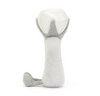 Gray and white plush toy on a white background