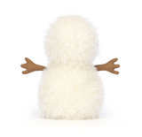White plush toy with brown arms on a white background