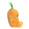 Plush carrot toy with a green top on a white background