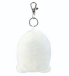 White balloon-shaped keychain with a metal clasp on a white background