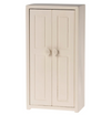 Beige storage cabinet with two doors on a white background