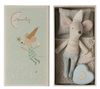 Stuffed mouse toy with a heart-shaped object in a box, featuring 'Dream & Tooth Fairy' text.