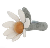 Flower-shaped toy with a gray stem on a white background