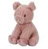 Pink plush pig toy on a white background