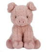 Pink plush pig toy on a white background