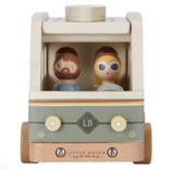 Wooden toy with two characters inside a box, branded 'Little Dutch'.