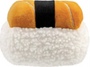 Plush toy shaped like a piece of sushi with rice and a seaweed strip.