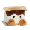 Plush toy resembling a toasted marshmallow with a brown hat on a white background