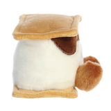 Plush toy resembling a guinea pig with a brown and white color scheme on a white background