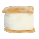 White cushion with beige border on a white background