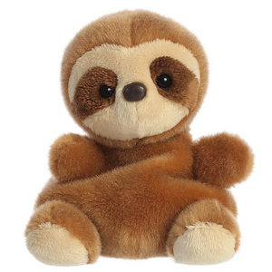 Plush toy sloth on a white background