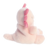 Plush toy resembling a pink and white creature on a white background