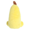 Yellow plush toy resembling a penguin on a white background