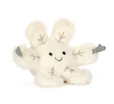 Plush toy resembling a cloud with a face and antlers on a white background