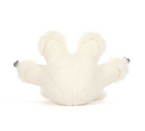 White plush toy sloth on a white background