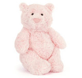 Pink teddy bear plush toy on a white background