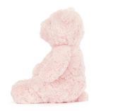 Pink plush toy on a white background