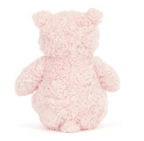 Pink teddy bear on a white background