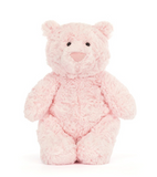 Pink teddy bear on a white background