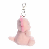 Plush keychain shaped like a pink and gray creature on a white background