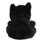 Black plush toy with cat ears on a white background