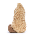 Plush toy resembling a brown snail on a white background