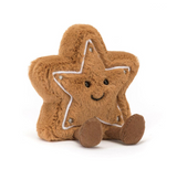 Star-shaped plush toy with a smiling face on a white background