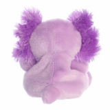 Purple plush toy with fluffy ears on a white background
