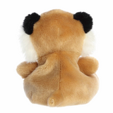 Plush toy resembling a fox with black ears on a white background