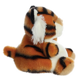 Plush tiger toy on a white background