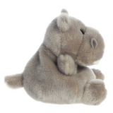 Plush toy hippo on a white background