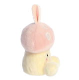 Plush toy with pink top and yellow bottom on a white background