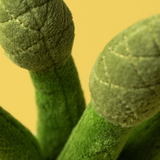 Close-up of green textured fabric against a yellow background